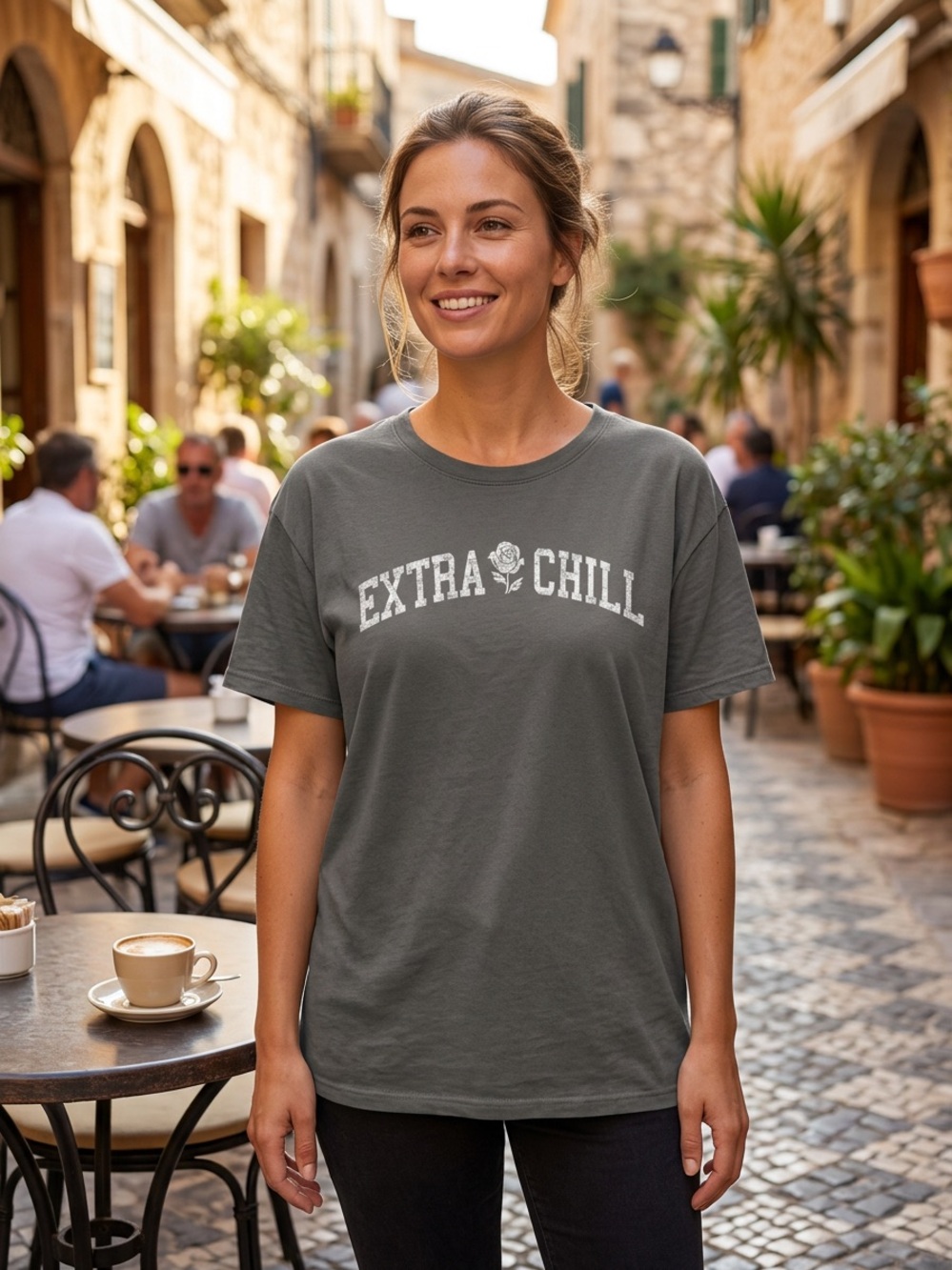 No Boundaries Olive Graphic Tee with "Extra Chill" Slogan